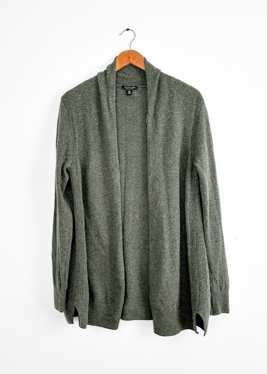 Saks Fifth Ave. Green Gray Cashmere Open Cardigan (XL)