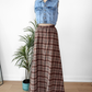 Vintage 70s Brown & Rust Plaid Felt Circle Maxi Skirt (S)
