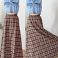 Vintage 70s Brown & Rust Plaid Felt Circle Maxi Skirt (S)