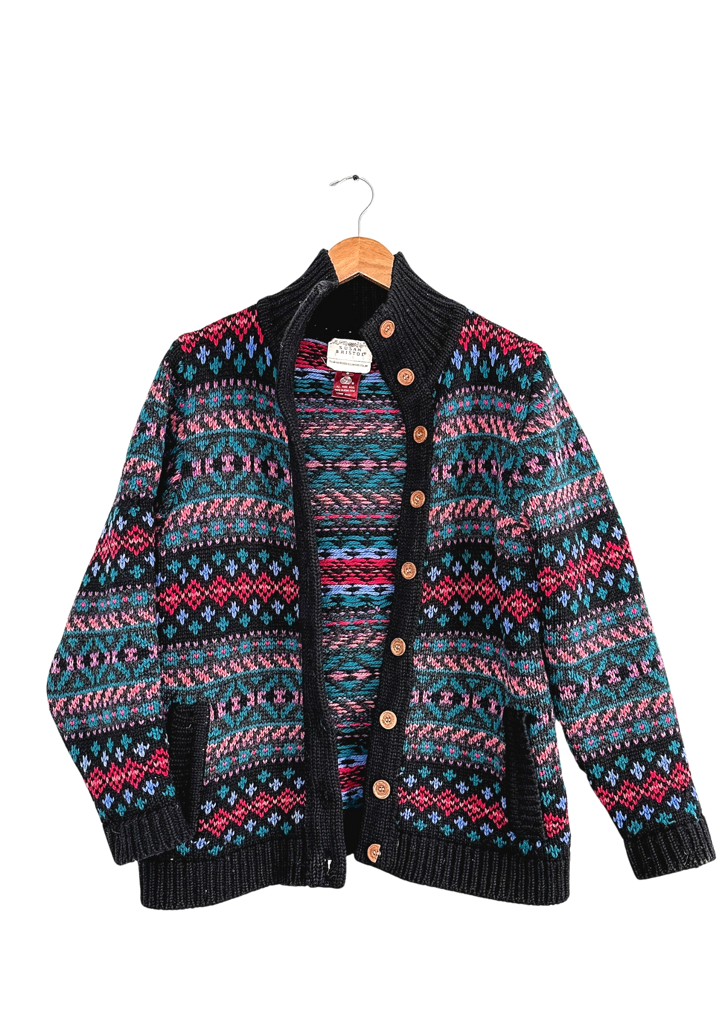 Vintage 90s Susan Bristol Heavy Wool knit Cardigan Sweater (S/M)