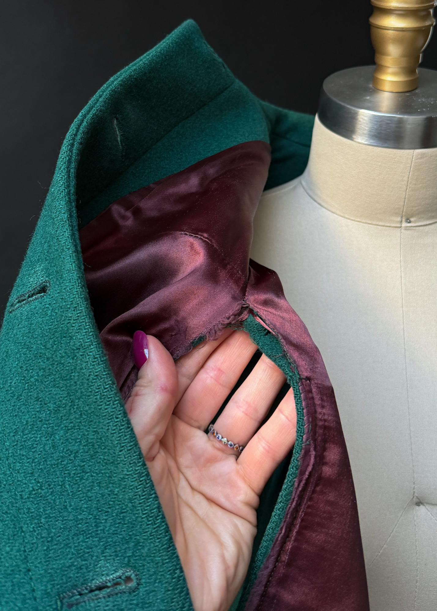 Vintage 60s Young Pendleton Dark Green Wool Cape Coat | Pure Virgin Wool Mod Cape