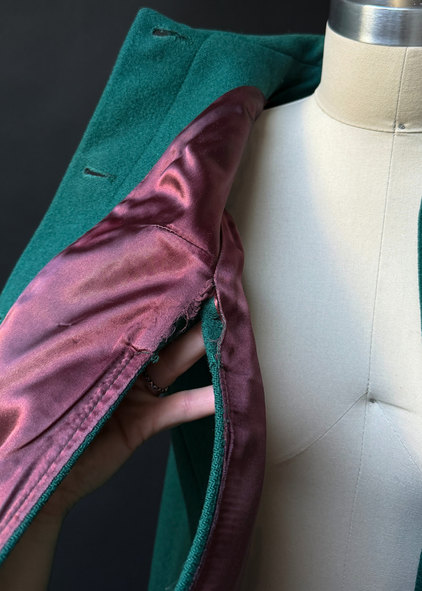 Vintage 60s Young Pendleton Dark Green Wool Cape Coat | Pure Virgin Wool Mod Cape