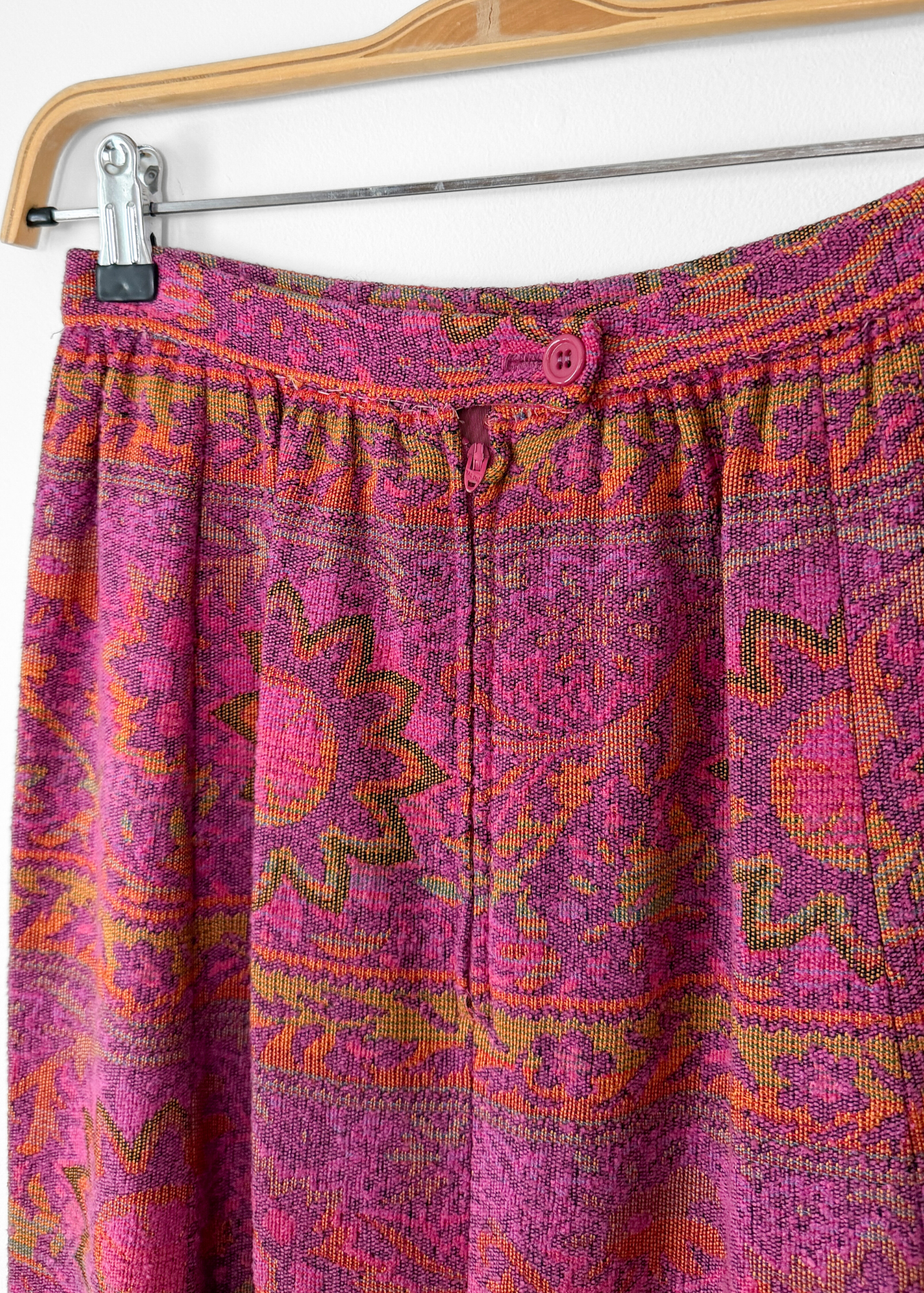 Vintage 70s John Meyer Pink Tapestry Maxi Skirt (S)