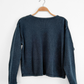 Chris Triola Teal Blue 100% Cotton Textured Boatneck Hand Made Top (S)