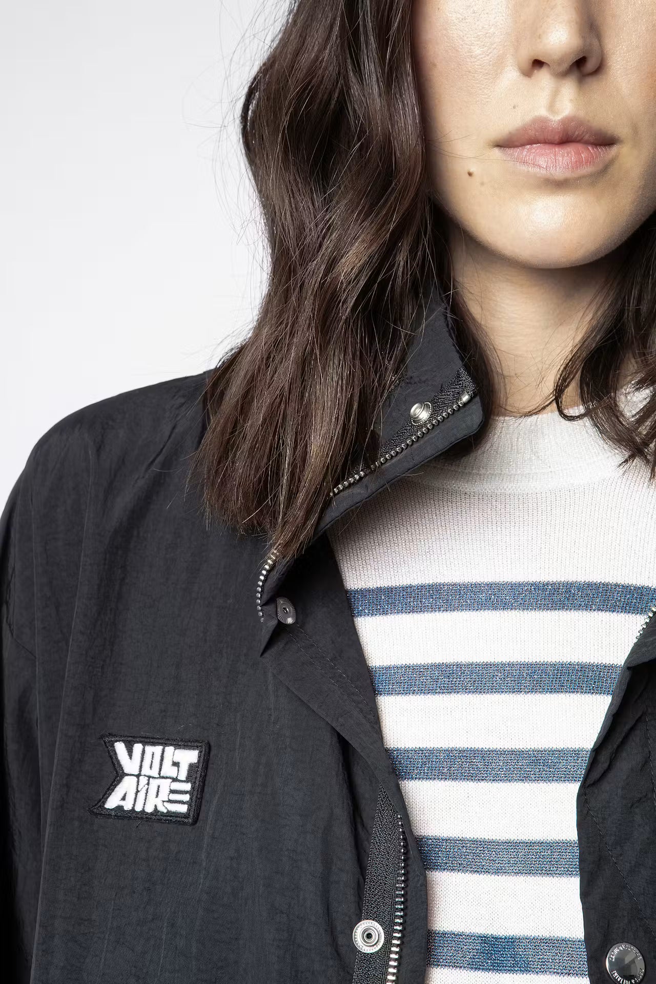 Zadig & Voltaire Black Long Kaze Nylon Parka Jacket