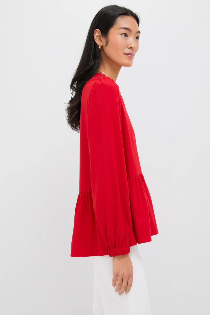 Pomander Place Truckernuck Red Carlota Peplum Blouse (M)