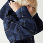 & other stories Wool Hooded Coat in Blue Check (S)