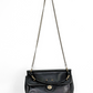 Coach City Willis Black Leather Turn Lock Shoulder Purse with Chain Long Strap 22062