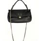 Coach City Willis Black Leather Turn Lock Shoulder Purse with Chain Long Strap 22062