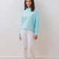 Dudley Stephens Tuckernuck Aqua Blue Terry Fleece Binney Boatneck Pullover (S)