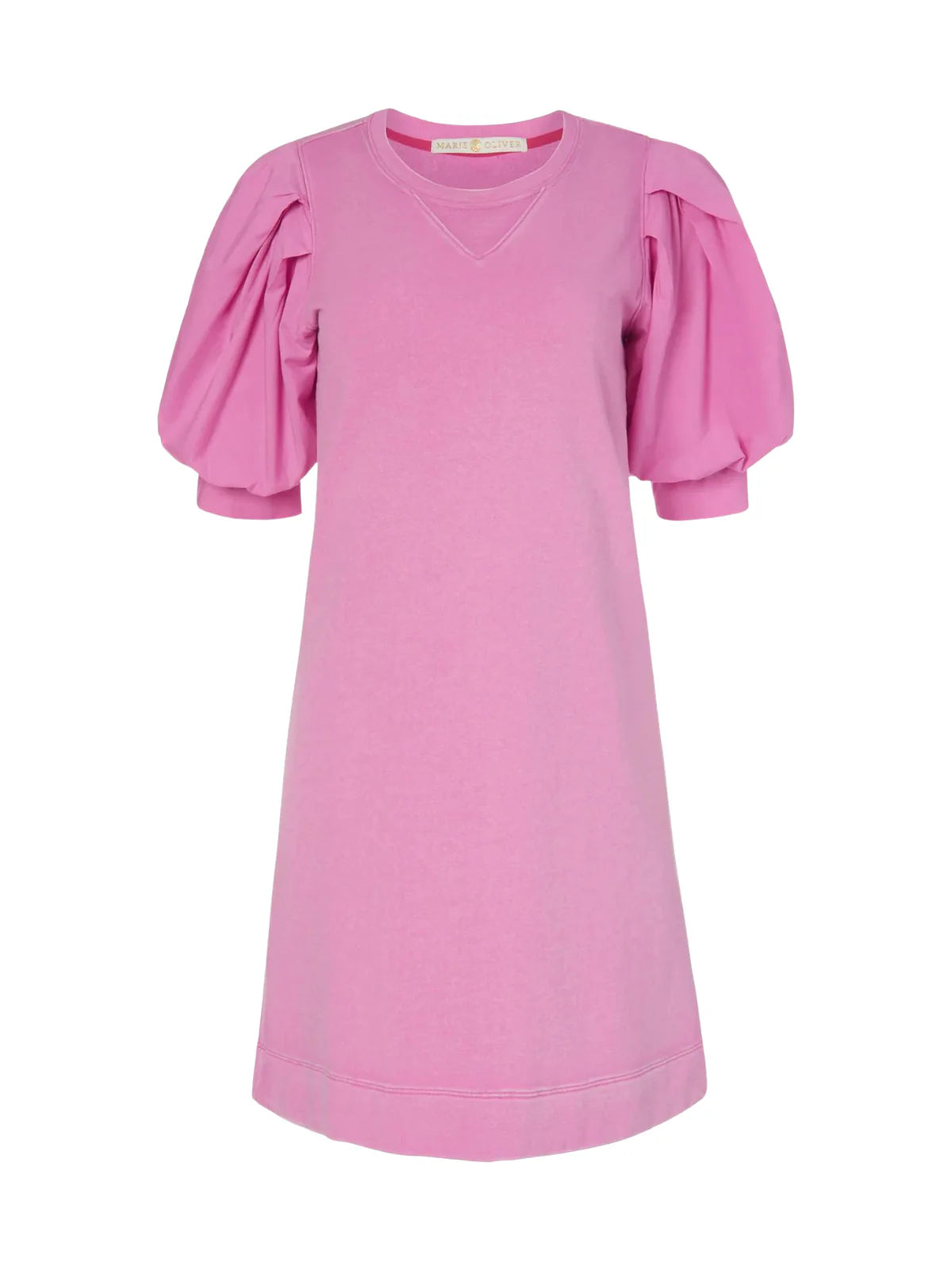 Marie Oliver Petal Pink Shane Dress French Terry Cotton Poplin Puff Sleeve (L)