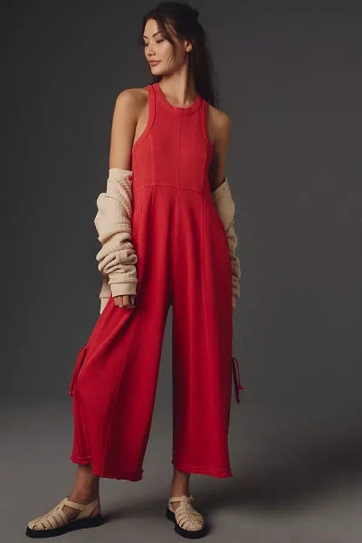 Anthropologie Daily Practice Red Horizon Wide Leg Jumpsuit (M)