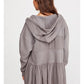 Free People Sail Away Gray Gauze Tiered Hooded Tunic