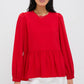 Pomander Place Truckernuck Red Carlota Peplum Blouse (M)