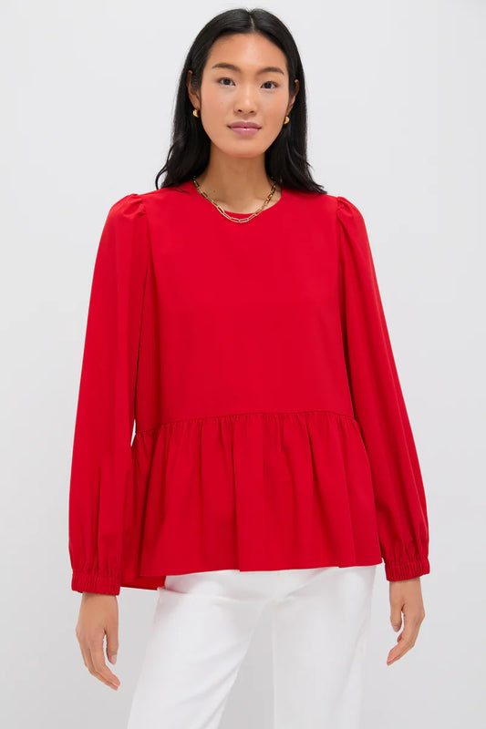 Pomander Place Truckernuck Red Carlota Peplum Blouse (M)
