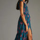 Anthropologie Peregrine Dress in Turquoise, Pink and Navy Blue Print (4 or S)