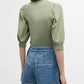 Veronica Beard Coralee Puff Sleeve Top in Dusty Sage Green (XL)