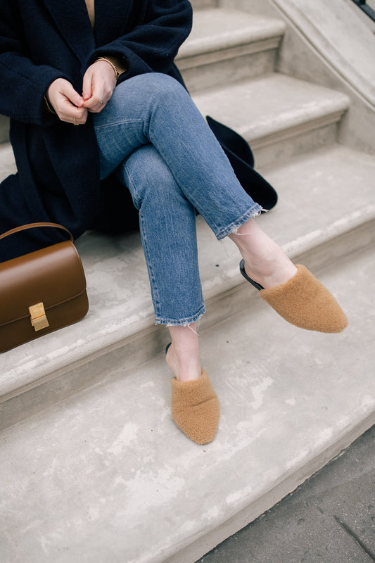 NEW Jenni Kayne Shearling Mule Slip On Flat Shoes (41 or 9.5)