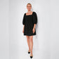 Tuckernuck Annie Linen Smocked Balloon Sleeve Black Dress (S)