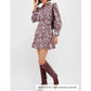 Hyacinth House Begonia Maroon Floral Zip Front Mini Dress (S)