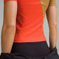 Lululemon Asymmetrical Ribbed Cotton T-Shirt in Solar Orange and Beige (XL)