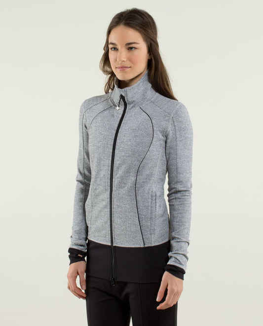 Lululemon Nice Asana Black & White Herringbone Jacket (12)