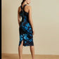Ted Baker Navy Blue Fantasia Bodycon Halter Floral Dress (TB 2 or US 6)