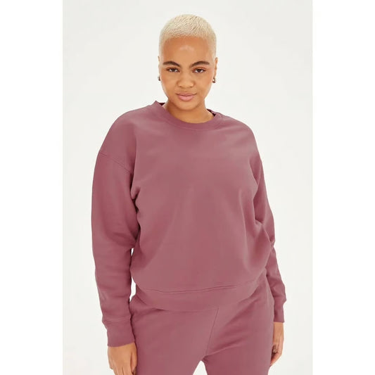 Girlfriend Collective Classic Pullover Sweatshirt in Mauve Pink (M)