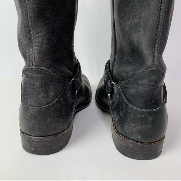 NWT FRYE Phillip Ring Tall Black Leather Boots (7.5)