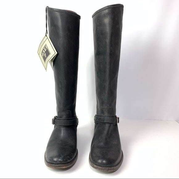 NWT FRYE Phillip Ring Tall Black Leather Boots (7.5)