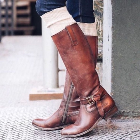 FRYE Melissa Knotted Tall Brown Leather Riding Boots (8)