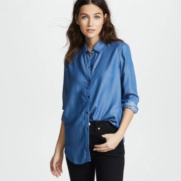 AYR The Clean Shirt Chambray Tencel Denim Button Down Top (M)