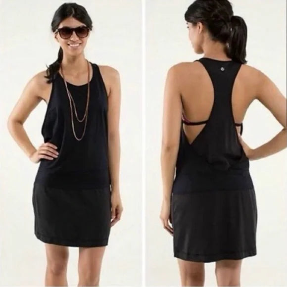 Lululemon Blissed Out Black and Gray Racerback Tank Dress (4)