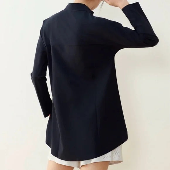 ADAY Black Something Borrowed Snap Button Down Top (S)