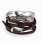 Uno de 50 Ibiza Silver Plated Leather Wrap Cuff Bracelet