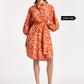 Essentiel Antwerp Salmon Orange / Pink Print Bemerald Cotton Shirt Dress