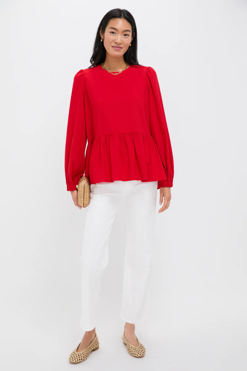 Pomander Place Truckernuck Red Carlota Peplum Blouse (M)