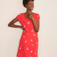 Boden Bright Red Polly Parrot Embroidered Sun Dress (4P or S)