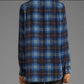 Equipment Standard Silk Blue Plaid Top (S)