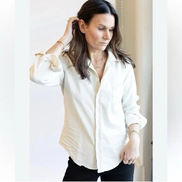 Frank & Eileen Tee Lab 100% Cotton Swiss Coffee Cream Button Down (S)