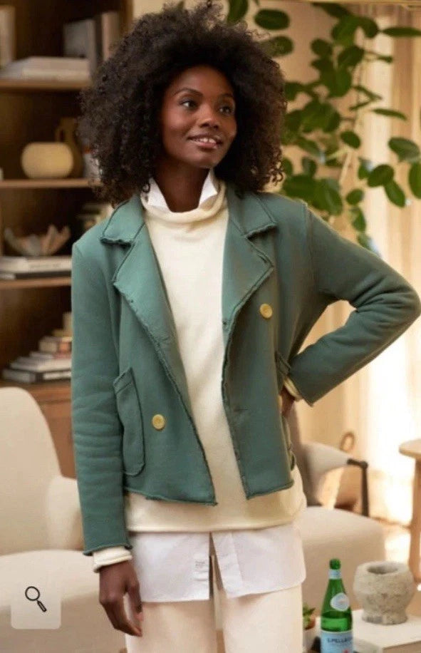 Frank & Eileen Belfast Cropped Sweatshirt Peacoat Jacket (M)
