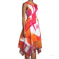 Donna Karan Pink and Orange Abstract Handkerchief Hem Zip Front Dress (4)
