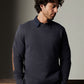 Billy Reid Dover Sweatshirt with Leather Elbow Patches in Dark Midnight (men's L)