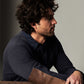 Billy Reid Dover Sweatshirt with Leather Elbow Patches in Dark Midnight (men's L)