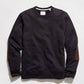 Billy Reid Dover Sweatshirt with Leather Elbow Patches in Dark Midnight (men's L)