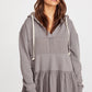 Free People Sail Away Gray Gauze Tiered Hooded Tunic