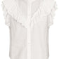 Veronica Beard Jaliyah White Cotton Button Down Ruffle Top (S)
