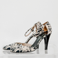 *Rare!* Vintage 2003 Chanel Black Cream D'orsay Print Round Toe Ankle Strap Heels (39)