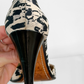 *Rare!* Vintage 2003 Chanel Black Cream D'orsay Print Round Toe Ankle Strap Heels (39)