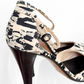 *Rare!* Vintage 2003 Chanel Black Cream D'orsay Print Round Toe Ankle Strap Heels (39)